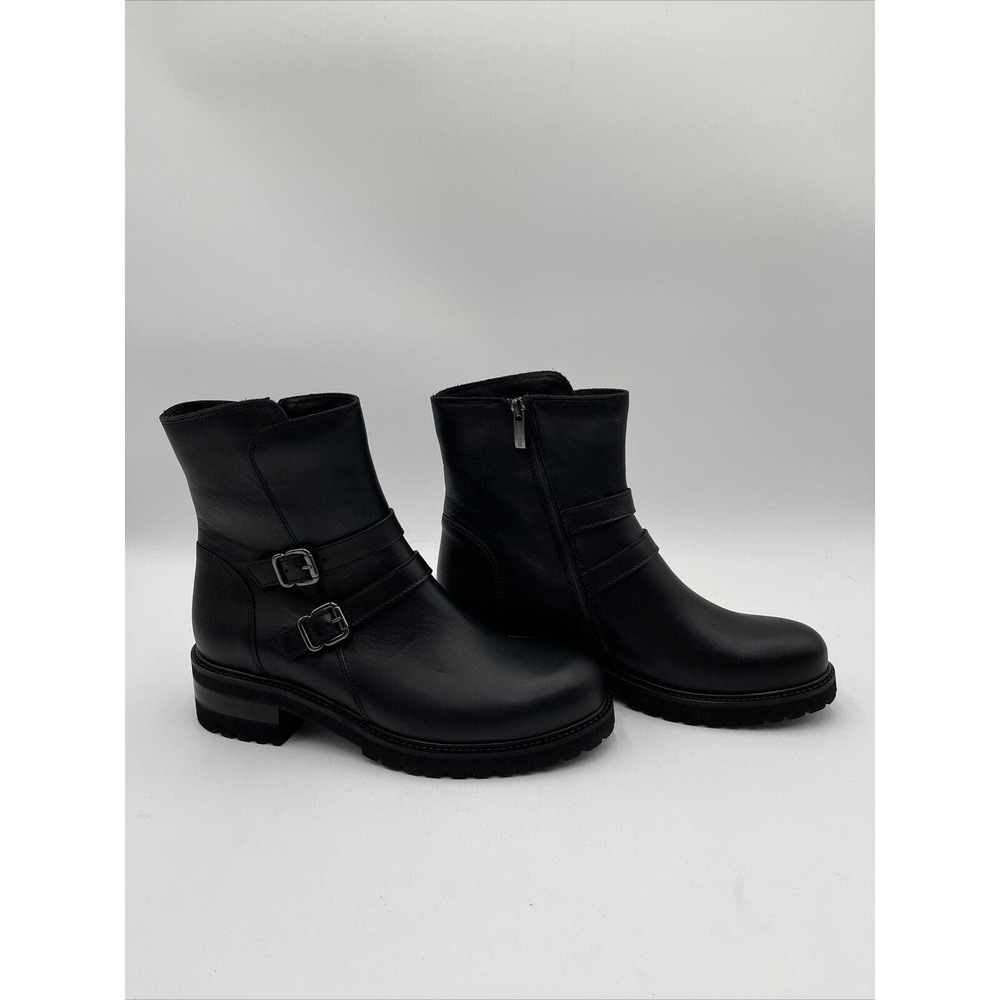 La Canadienne Carly Waterproof Combat Biker Moto Boot Black Leather Size 9